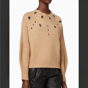 Pinko Wool sweater with cut outs Stylish Tan Sweater small